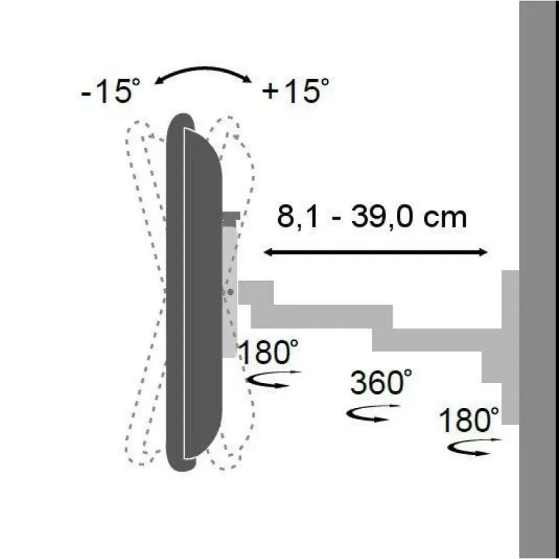 Uchwyt ścienny Techly 13-30 cali do TV LED LCD, uchylny, 3 przeguby, srebrny ICA-LCD 104
