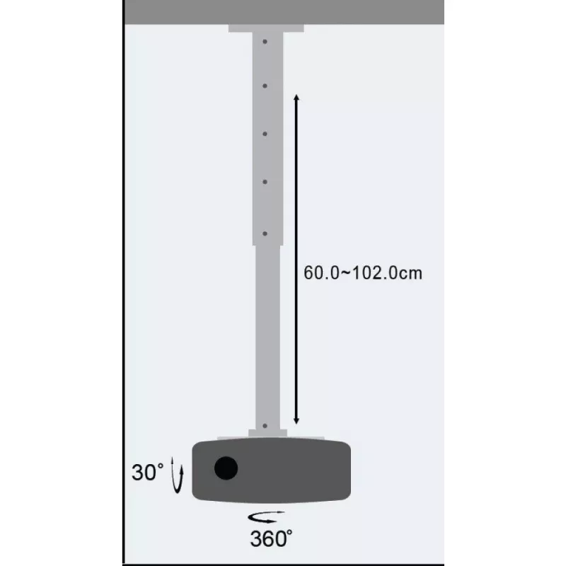 Techly Przedłużenie do montażu sufitowego projektora 60-102 cm Srebrny ICA-PM 102XL
