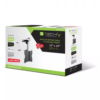 Techly Składany chowany uchwyt sufitowy do telewizora LED/LCD 17 cali–37 cali Czarny