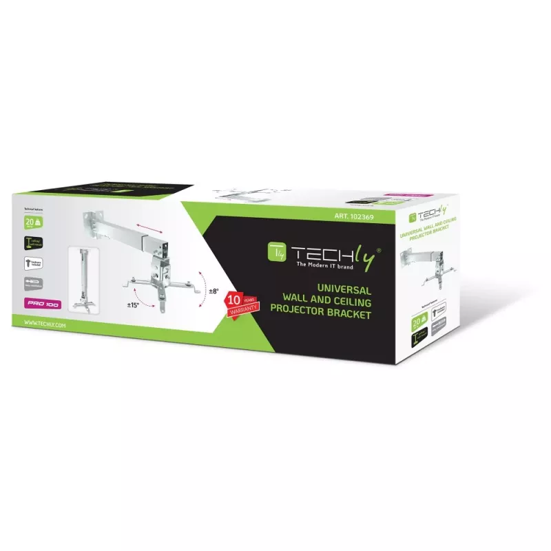 Techly ICA-PM 16 uchwyt do projektora sufitowy/ścienny srebrny