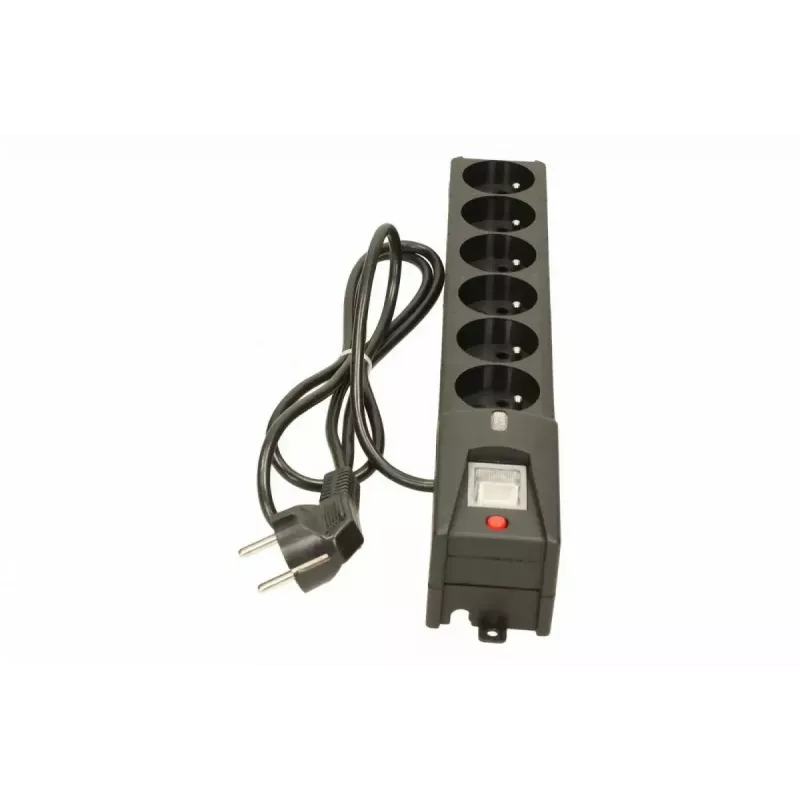 Ochronnik przepięciowy lestar LX 610 G-A — 6 gniazd AC, IEC 320, kabel 1.5 m, 155 J, 230 V, czarny