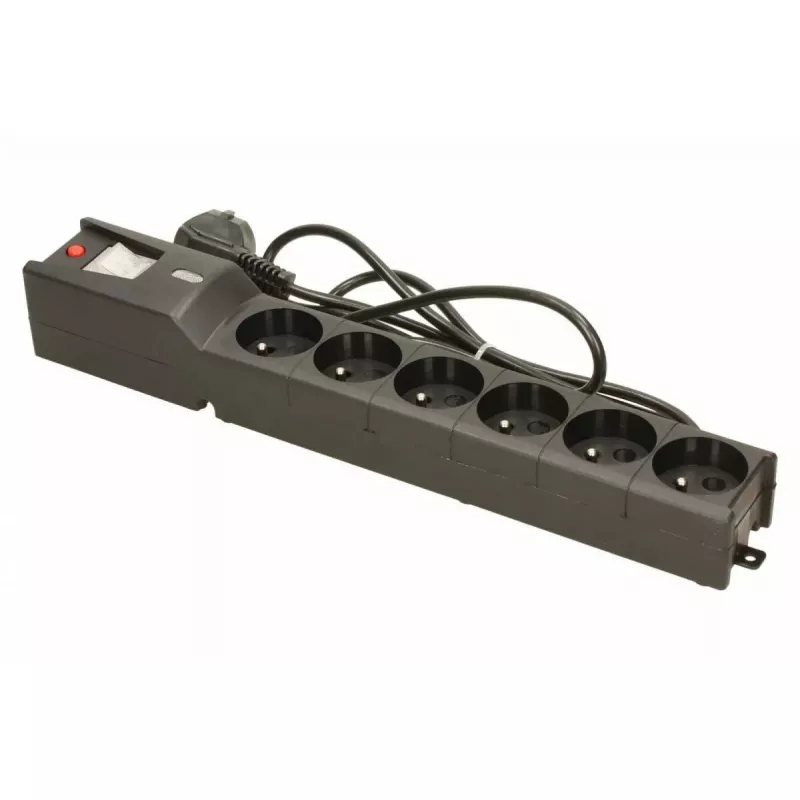Ochronnik przepięciowy lestar LX 610 G-A — 6 gniazd AC, IEC 320, kabel 1.5 m, 155 J, 230 V, czarny