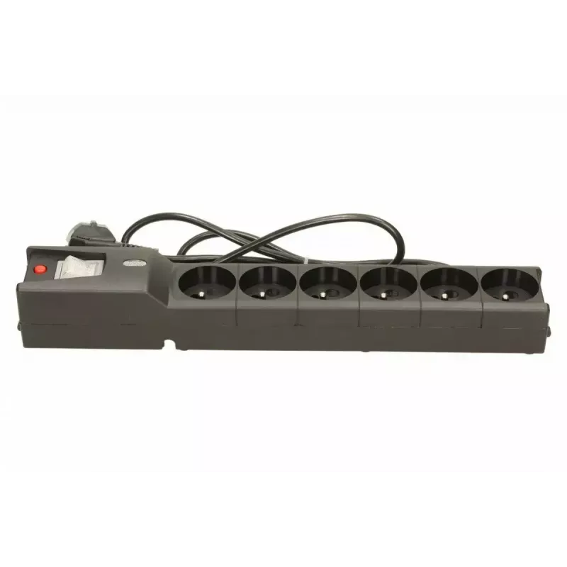 Ochronnik przepięciowy lestar LX 610 G-A — 6 gniazd AC, IEC 320, kabel 1.5 m, 155 J, 230 V, czarny