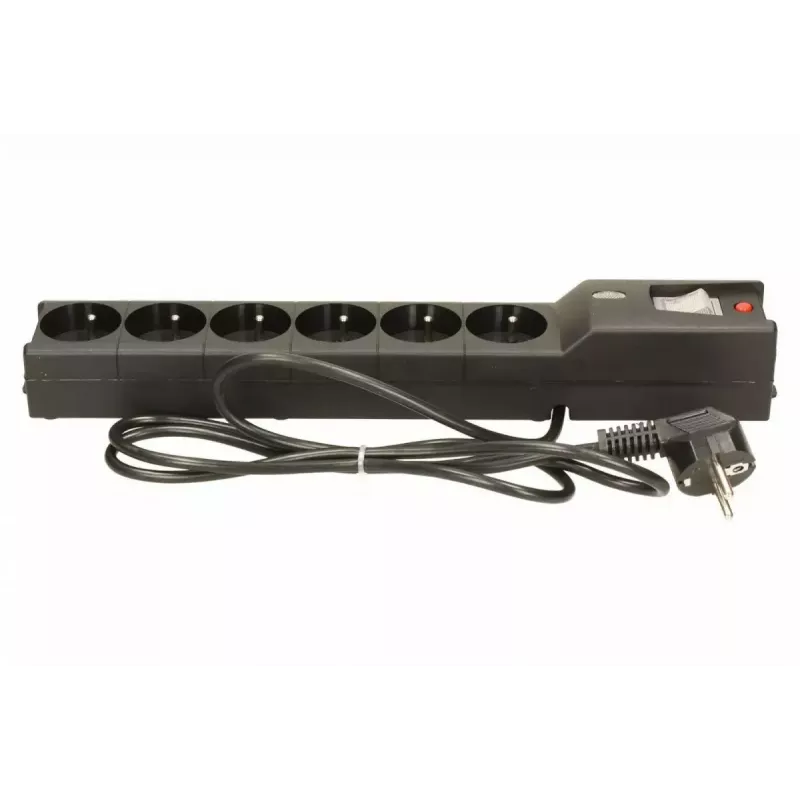 Ochronnik przepięciowy lestar LX 610 G-A — 6 gniazd AC, IEC 320, kabel 1.5 m, 155 J, 230 V, czarny