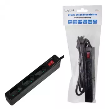 Listwa zasilająca LogiLink LPS230B 1,5 m 3 gniazda AC czarna