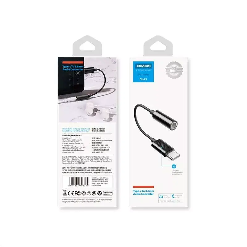 Cyfrowy adapter audio Joyroom SH-C1 USB-C na 3.5 mm – kompaktowy 5 g