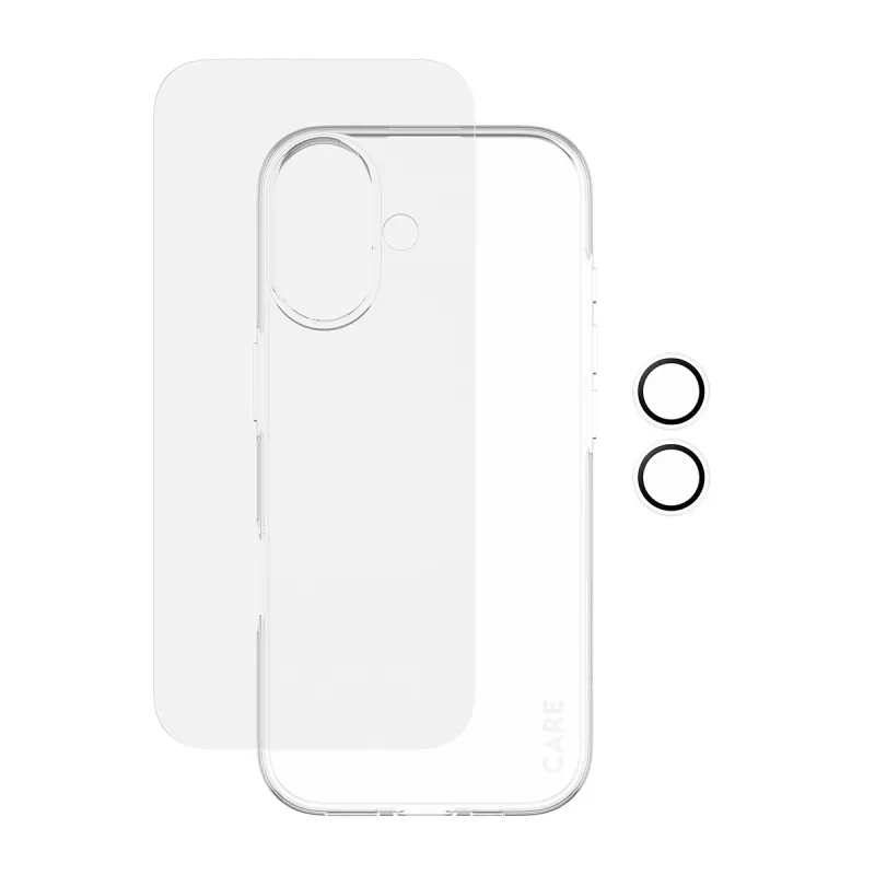 PanzerGlass 3-w-1 zestaw combo dla iPhone 17 — ochrona ekranu, ochrona obiektywu aparatu i etui
