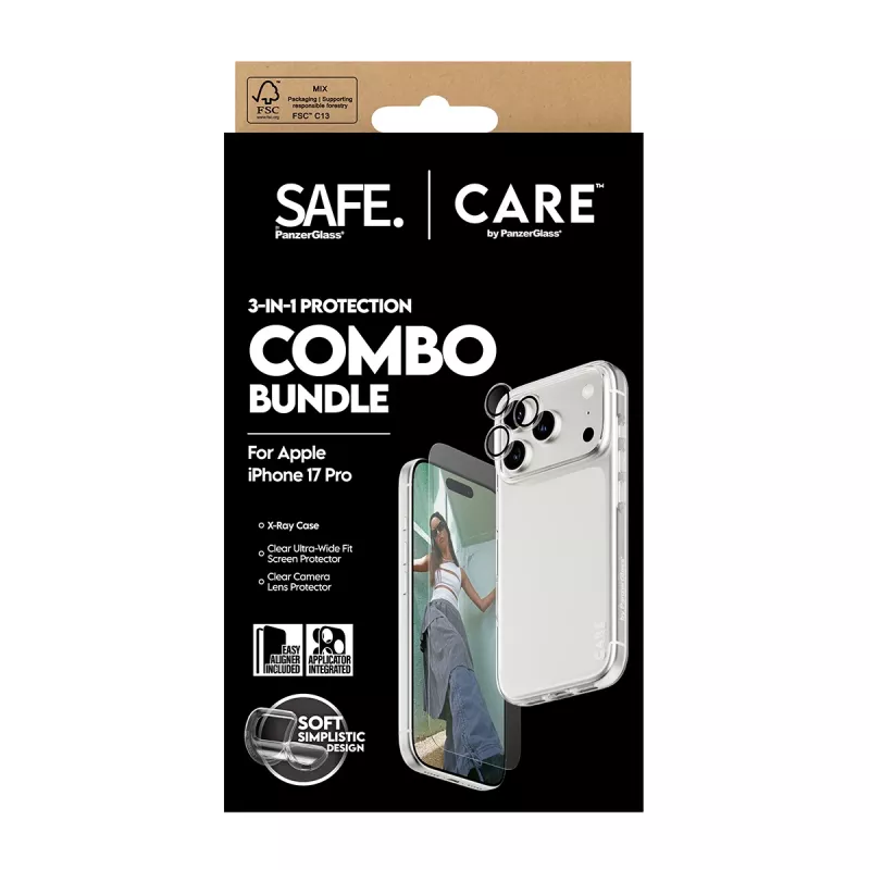 PanzerGlass 3-in-1 Combo Bundle dla iPhone 17 Pro CR40572 — ochrona ekranu, osłona aparatu i etui