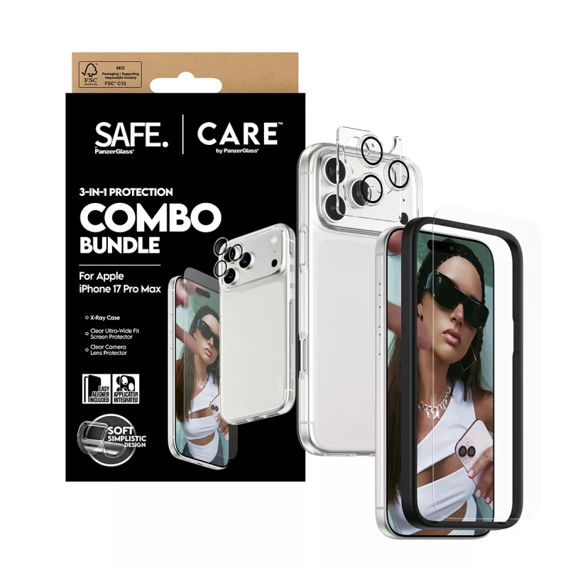 Zestaw ochronny na ekran, etui i obiektyw aparatu PanzerGlass do iPhone 17 Pro Max CR60725