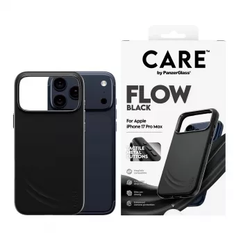 Ochronne etui na telefon PanzerGlass CARE by Feature FLOW dla iPhone 17 Pro Max, pokrywa, czarny, kompatybilne z MagSafe