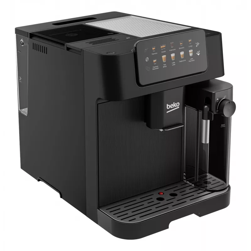 Ekspres do kawy Beko CEG7304B CaffeExperto z dyszą parową, ekspres do kawy, 2 L, ziarna kawy, wbudowany młynek, 1350 W, czarny, srebrny