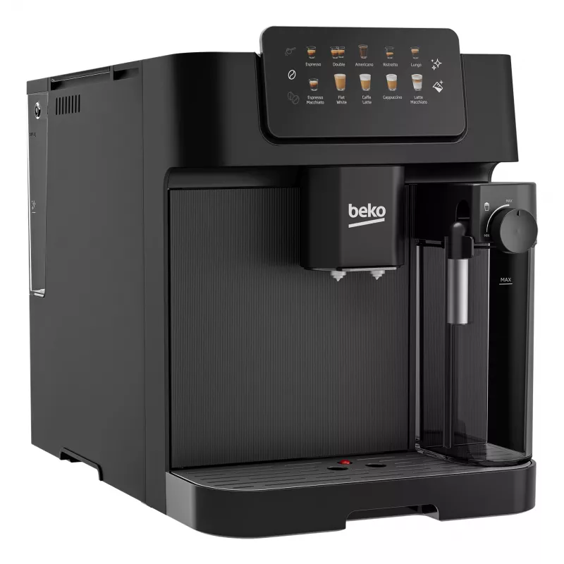 Ekspres do kawy Beko CEG7304B CaffeExperto z dyszą parową, ekspres do kawy, 2 L, ziarna kawy, wbudowany młynek, 1350 W, czarny, srebrny