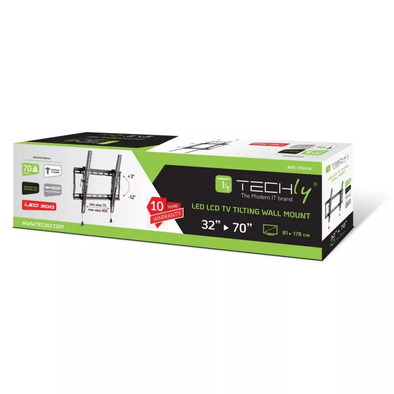 Techly ICA-PLB 59T uchwyt/stojak do telewizora 177.8 cm (70 cali) Czarny