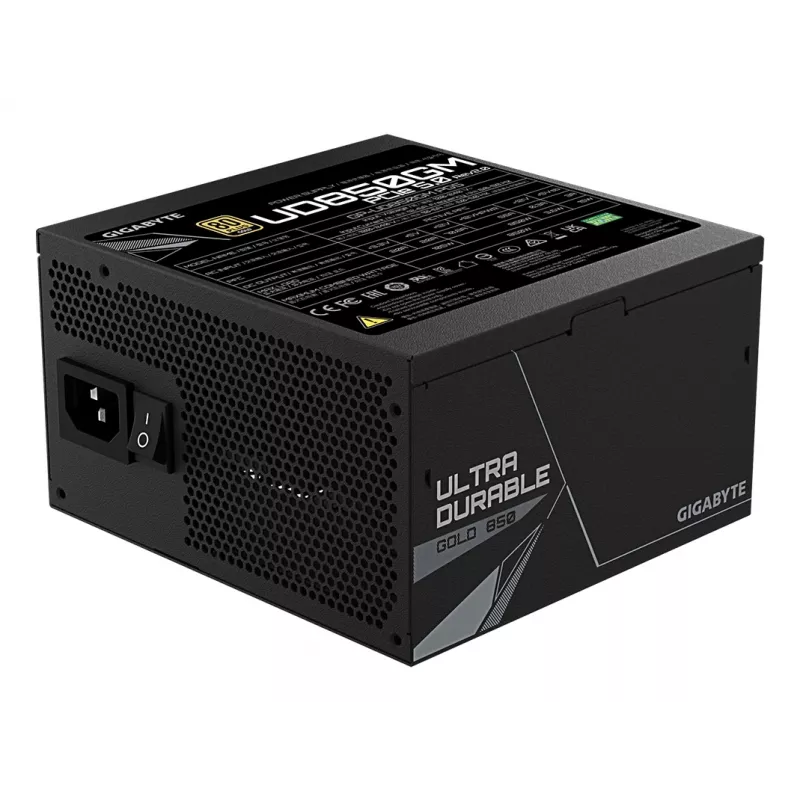 GIGABYTE UD850GM PG5 V2 Zasilacz – PCIe Gen 5.1, 80 PLUS Gold, w pełni modułowa konstrukcja, wentylator 120 mm, kompatybilny z ATX 3.1, wtyczka EU