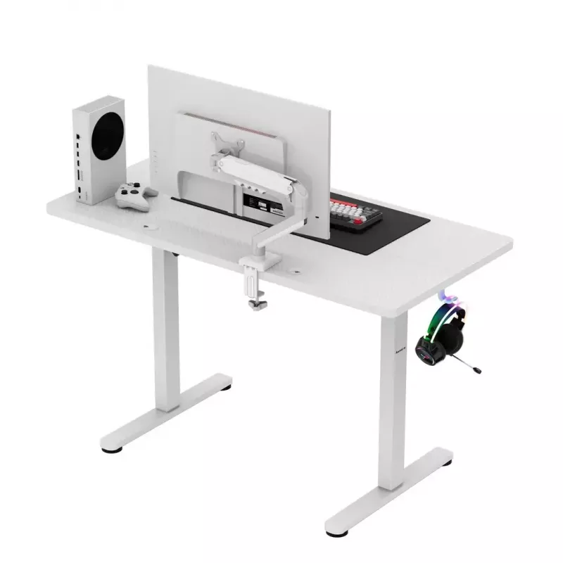Biurko gamingowe huzaro Hero 8.1 — białe biurko elektryczne z regulacją wysokości 120×60 cm, 720–1180 mm, udźwig 50 kg, zarządzanie kablami