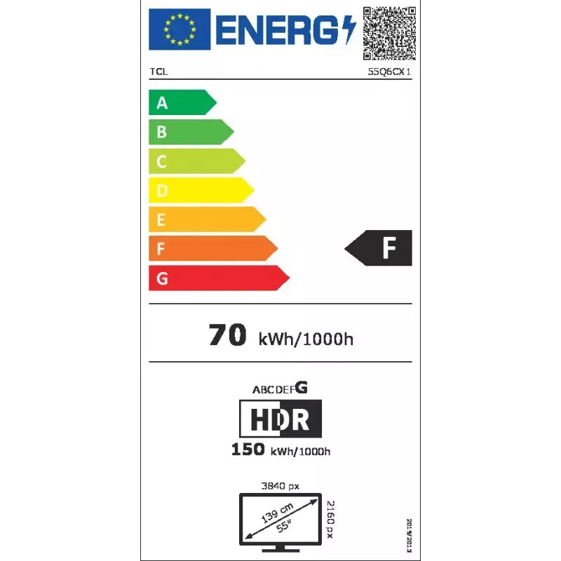 Telewizor TCL 55Q6C 55 cali QD-Mini LED 4K Ultra HD, 3840×2160, Google TV, HDMI 2.1, 2.1ch 40W, HDR10+
