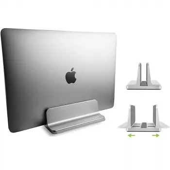 Podstawka pod laptop TECHLY Vertical Aluminum Notebook Stand srebrny dla maks. 17 cali (96×150×48 mm, 580 g)