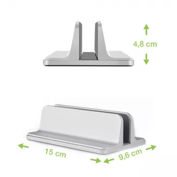 Podstawka pod laptop TECHLY Vertical Aluminum Notebook Stand srebrny dla maks. 17 cali (96×150×48 mm, 580 g)
