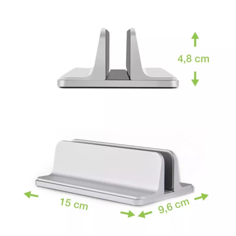 Podstawka pod laptop TECHLY Vertical Aluminum Notebook Stand srebrny dla maks. 17 cali (96×150×48 mm, 580 g)