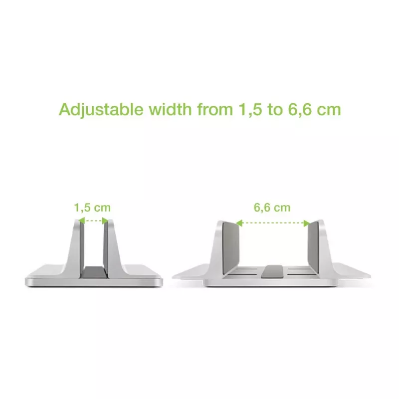 Podstawka pod laptop TECHLY Vertical Aluminum Notebook Stand srebrny dla maks. 17 cali (96×150×48 mm, 580 g)