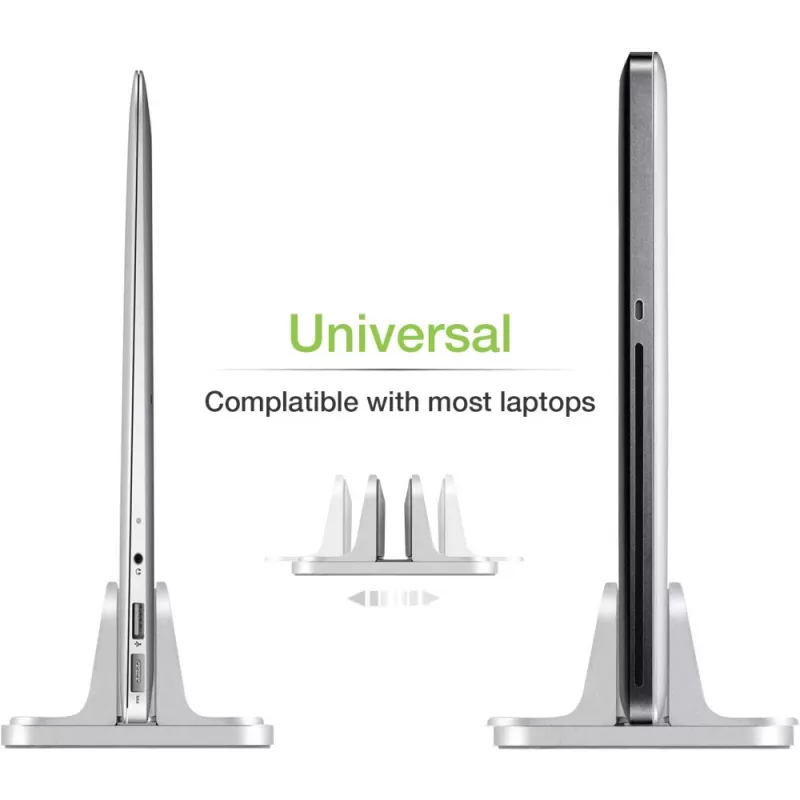 Podstawka pod laptop TECHLY Vertical Aluminum Notebook Stand srebrny dla maks. 17 cali (96×150×48 mm, 580 g)