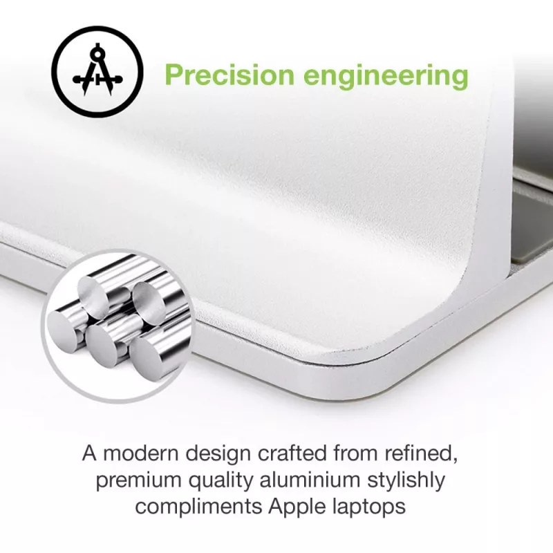 Podstawka pod laptop TECHLY Vertical Aluminum Notebook Stand srebrny dla maks. 17 cali (96×150×48 mm, 580 g)
