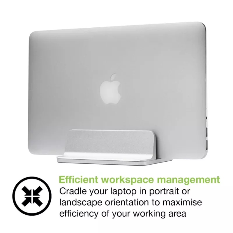 Podstawka pod laptop TECHLY Vertical Aluminum Notebook Stand srebrny dla maks. 17 cali (96×150×48 mm, 580 g)