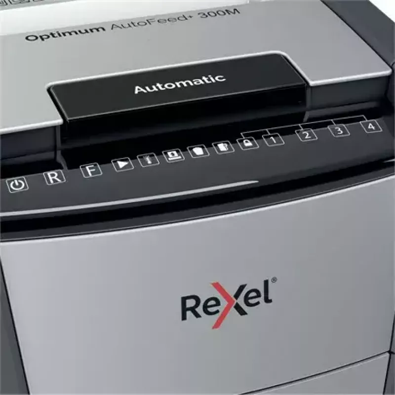 Niszczarka Rexel Optimum Auto+ 300M Mikrocięcie 55 dB 23 cm Czarny, Szary