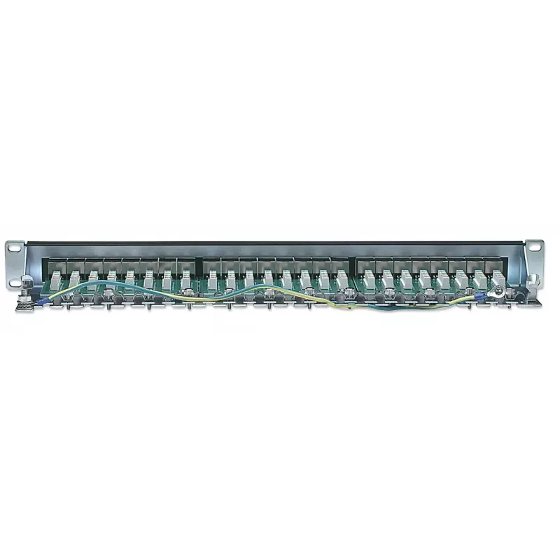 Intellinet Patch Panel, Cat6, FTP, 24-Port, 1U, Ekranowany, 90° Bloki LSA do wprowadzania od góry, Czarny