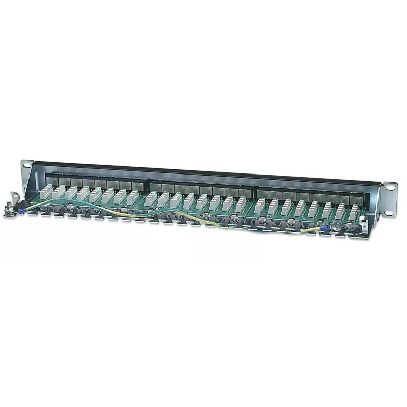Intellinet Patch Panel, Cat6, FTP, 24-Port, 1U, Ekranowany, 90° Bloki LSA do wprowadzania od góry, Czarny