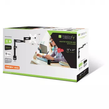 Techly 13-27 inch uchwyt biurkowy do monitora, długie ramię, z regulacją pochylenia ICA-LCD 502BK