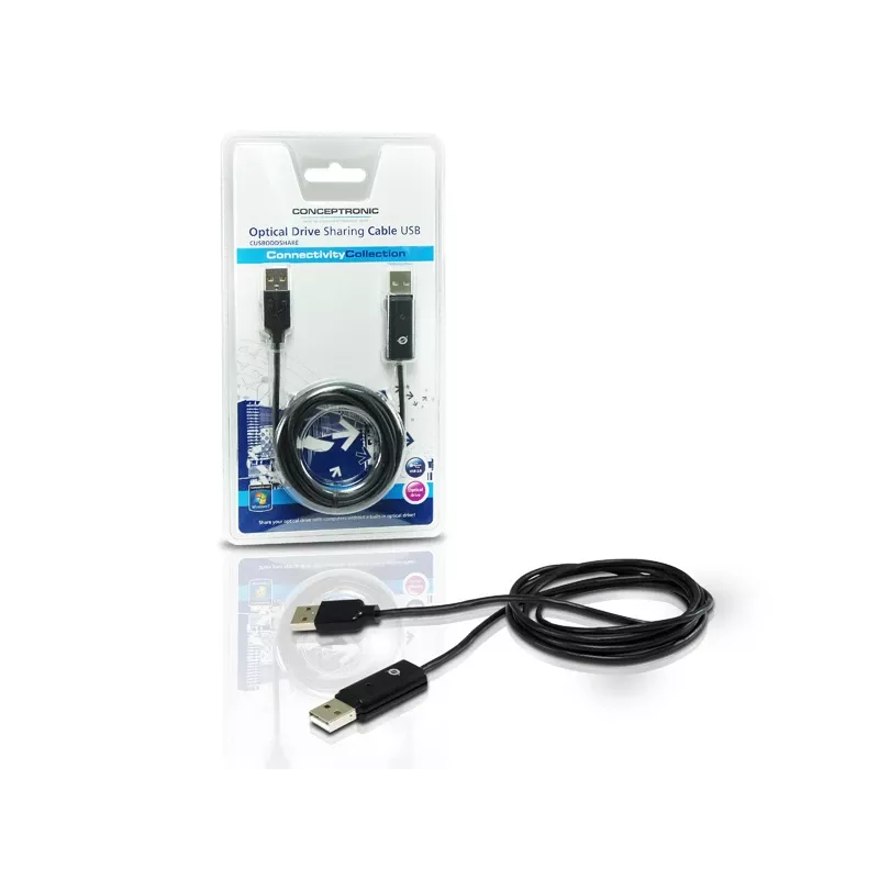 Conceptronic Kabel do udostępniania napędu optycznego USB, 1,8 m, czarny, USB A, USB A, męski/męski, 20 g