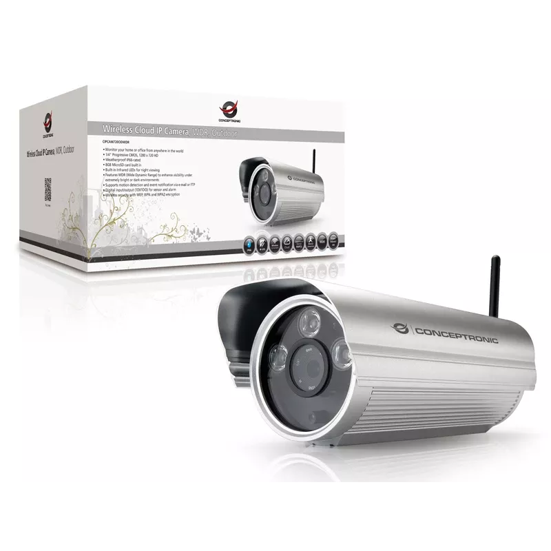 Conceptronic Wireless Cloud IP Camera, WDR, Outdoor, Bullet, Chiny, 100 mm, 247 mm, 95 mm, 1.13 kg