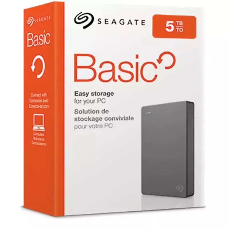 Seagate Basic zewnętrzny dysk twardy 5 TB 2.5 cala 3.2 Gen 1 (3.1 Gen 1) Srebrny