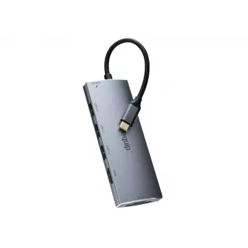 Equip USB-C 7 w 1 wielofunkcyjny adapter, USB 3.2 Gen 1 (3.1 Gen 1) Type-C, 100 W, srebrny, MicroSD (TransFlash), MicroSDHC, SD, SDHC, 4K Ultra HD, 30 Hz
