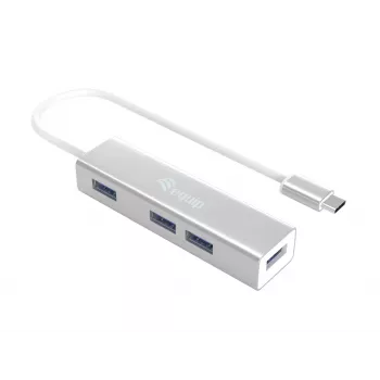 Hub USB-C do 4 portów USB 3.0 Equip, USB 3.2 Gen 1 (3.1 Gen 1) Type-C, USB 3.2 Gen 1 (3.1 Gen 1) Type-A, 5000 Mbit/s, srebrny, aluminium, Windows 10, Windows 7, Windows 8