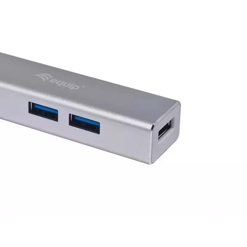 Hub USB-C do 4 portów USB 3.0 Equip, USB 3.2 Gen 1 (3.1 Gen 1) Type-C, USB 3.2 Gen 1 (3.1 Gen 1) Type-A, 5000 Mbit/s, srebrny, aluminium, Windows 10, Windows 7, Windows 8