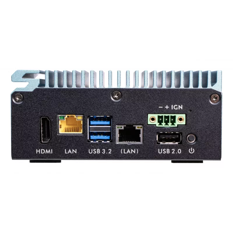 Shuttle Edge PC SPCEL02, Intel Celeron J6412, 1x HDMI, 2x 2.5G LAN, 1x COM, DIO (4x we, 4x wy), 3x USB, 2x M.2, 12-24 V, praca ciągła 24/7, bez wentylatora, zawiera uchwyt VESA i do szyny DIN