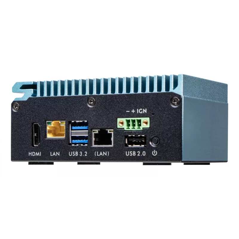 Shuttle Edge PC SPCEL02, Intel Celeron J6412, 1x HDMI, 2x 2.5G LAN, 1x COM, DIO (4x we, 4x wy), 3x USB, 2x M.2, 12-24 V, praca ciągła 24/7, bez wentylatora, zawiera uchwyt VESA i do szyny DIN