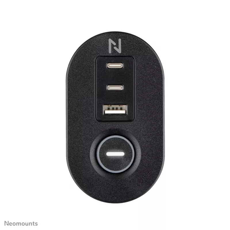 Gniazdo biurkowe Neomounts DS22-840BL6 z zaciskiem i portami USB-C i USB-A – szybkie ładowanie