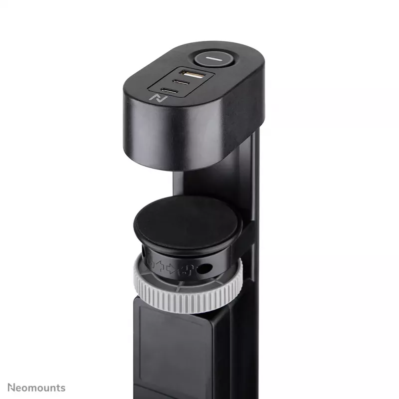 Gniazdo biurkowe Neomounts DS22-840BL6 z zaciskiem i portami USB-C i USB-A – szybkie ładowanie