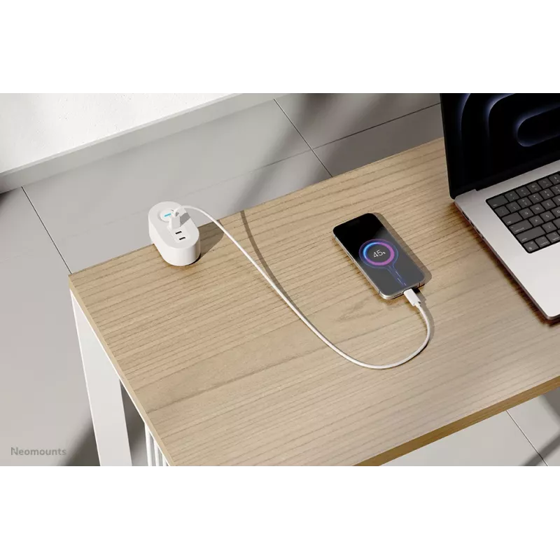 Neomounts DS22-840WH6 Gniazdo biurkowe z zaciskiem i portami USB-C i USB-A - Szybkie ładowanie