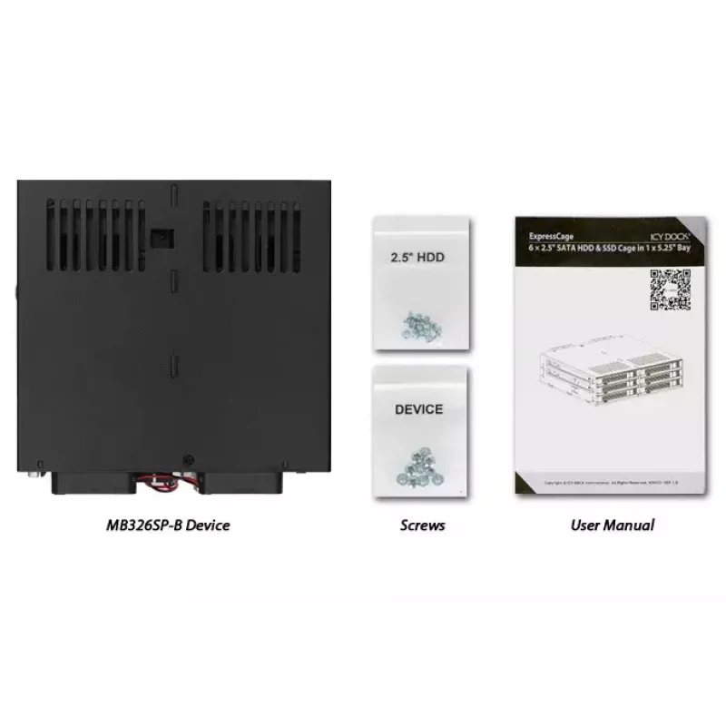 Disk Array Icy Dock MB326SP-B 0 TB Rack 1U Czarny