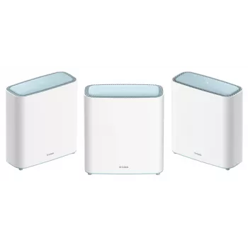 D-Link EAGLE PRO AI AX3200 Mesh System (3 sztuki), biały, wewnętrzny, system mesh, zasilanie, status, 740 m², dwuzakresowy (2,4 GHz / 5 GHz)
