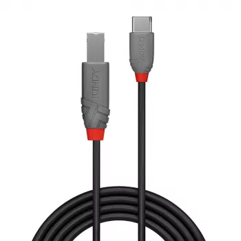 Lindy 3m USB 2.0 Type C do B Kabel, Anthra Line, 3 m, USB C, USB B, USB 2.0, 0.48 Gbit/s, Czarny