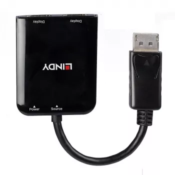 Lindy 38430 koncentrator interfejsów DisplayPort 21600 Mbit/s Czarny