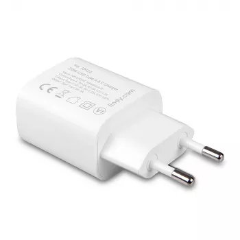 Ładowarka wewnętrzna Lindy 73413 — uniwersalna AC 100–240V, wyjście 12V 3A, USB-A + USB-C, biała