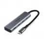 Lindy 4 Port USB 3.2 Gen 2 Type C Hub, USB 3.2 Gen 2 (3.1 Gen 2) Type-C, 10000 Mbit/s, Szary, Aluminium, Plastik, Okrągły kabel
