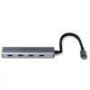 Lindy 4 Port USB 3.2 Gen 2 Type C Hub, USB 3.2 Gen 2 (3.1 Gen 2) Type-C, 10000 Mbit/s, Szary, Aluminium, Plastik, Okrągły kabel