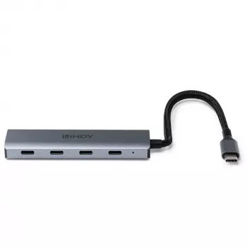 Lindy 43414 4-portowy hub USB 3.2 Gen 2 Type-C, 4x USB-C, biurkowy